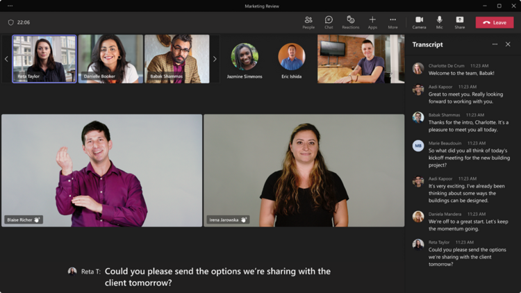 Microsoft lanza la vista de lengua de señas para las reuniones de Teams.